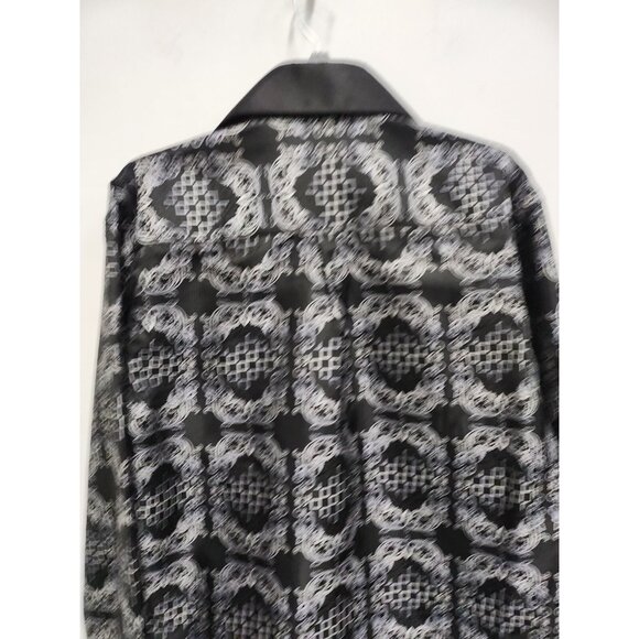 Daniel Ellissa Mens Dress Shirt  Large Black Printed Satin Long Sleeve Clublwear - Picture 7 of 7